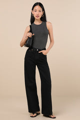 Essential Update Charcoal Ribbed Tank Top
