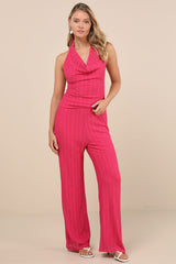 Cove Fuchsia Textured High-Rise Pants