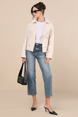 Lianna Beige Cropped Trench Coat