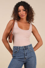 Unlimited Adventure Taupe Sleeveless Scoop Neck Bodysuit