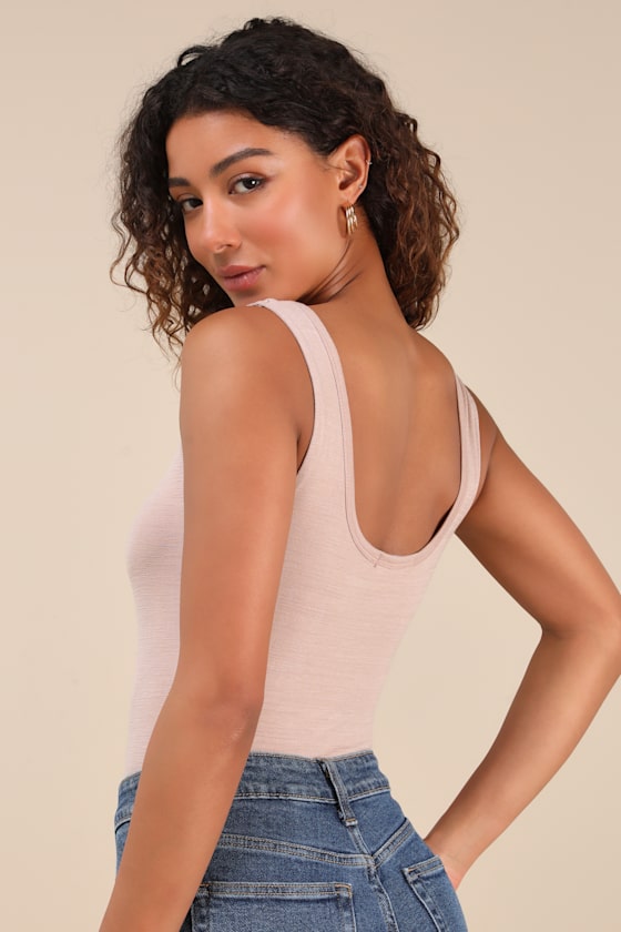 Unlimited Adventure Taupe Sleeveless Scoop Neck Bodysuit