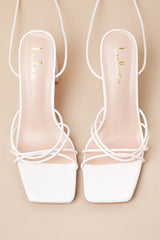 Orlie White Strappy Lace-Up High Heel Sandals
