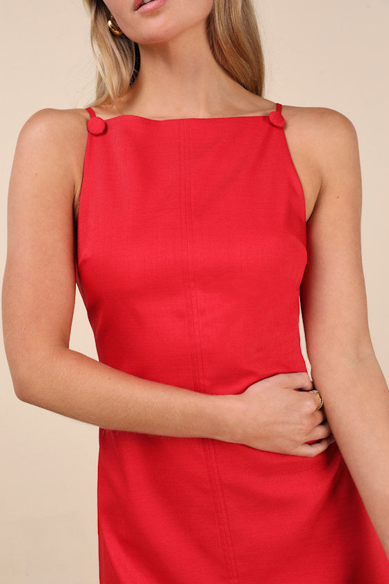 Chic Ease Red Sleeveless Mini Dress