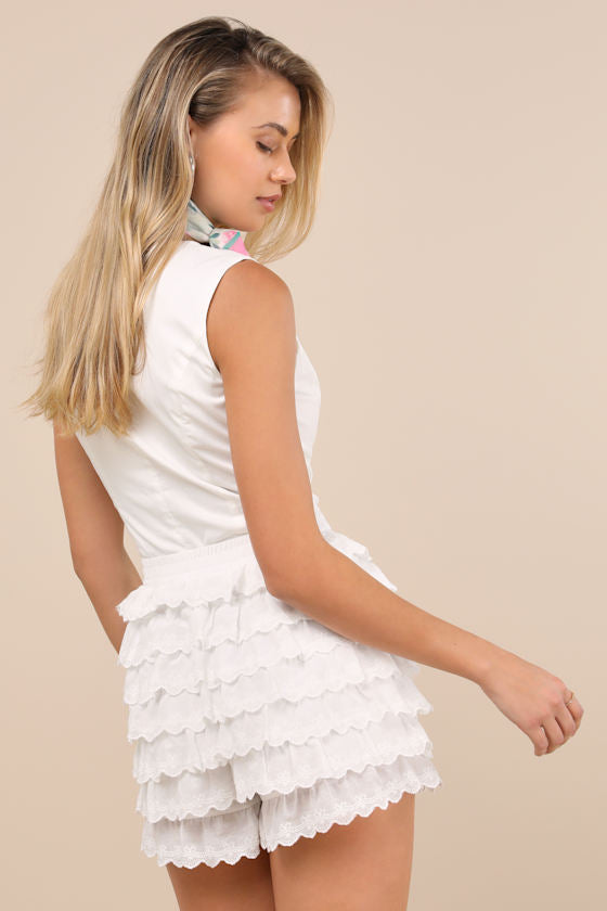 Raphaela White Eyelet Embroidered Bloomer Shorts