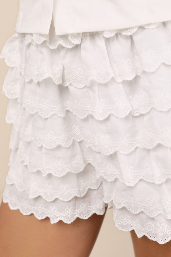 Raphaela White Eyelet Embroidered Bloomer Shorts