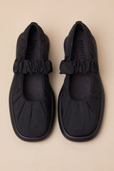 Onda Black Pleated Ballet Flats