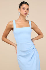 Glamorous Disposition Light Blue Ruched Maxi Dress
