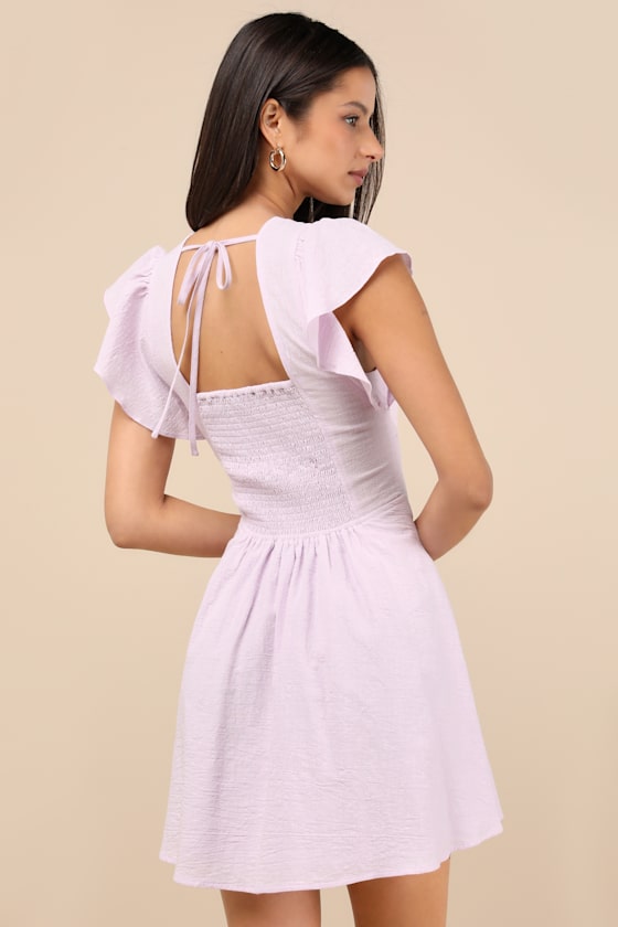 Sweeten Me Up Lilac Flutter Sleeve Mini Dress With Pockets