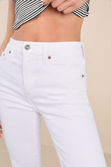 Shy Girl White High-Waisted Cropped Flare Jeans