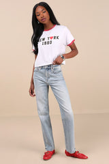 Sundaze Light Wash Denim Straight Leg High-Rise Jeans