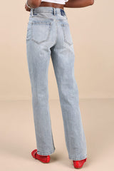 Sundaze Light Wash Denim Straight Leg High-Rise Jeans