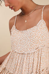 Sitting in the Sun Ivory Floral Print Ruffled Babydoll Dress