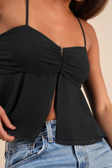Anayah Black Tiered Cami Crop Top