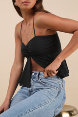 Anayah Black Tiered Cami Crop Top