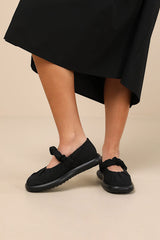 Onda Black Pleated Ballet Flats