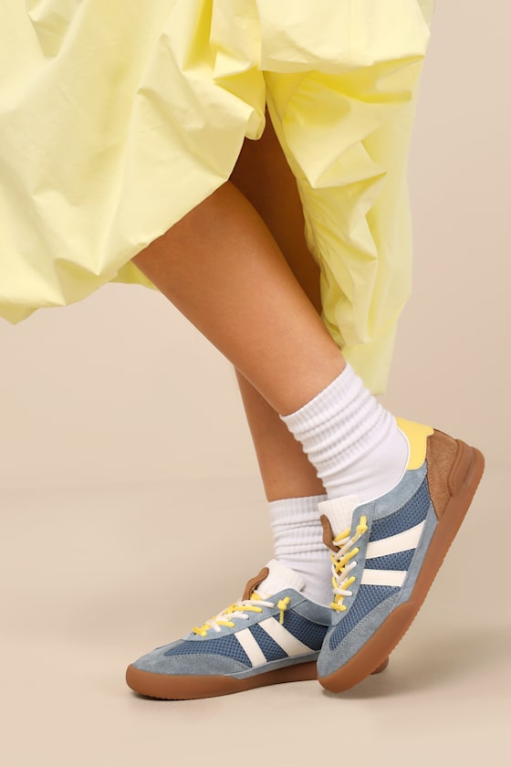 Verdict Blue Multi Suede Leather Lace-Up Sneakers
