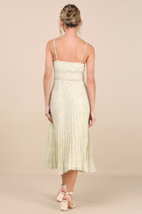 Darling Favorite Yellow Floral Sleeveless Pleated Midi Dress