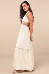 Island Vacay Cream Tie-Back Maxi Dress