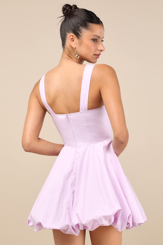 Madalinde Lavender Sleeveless Bubble-Hem Mini Dress