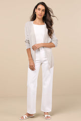 Clean Aesthetic Light Taupe Knit Cardigan Sweater