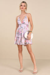 Signature Sweetie Lilac Floral Smocked Tie-Back Mini Dress