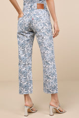 501 90's Ankle Medium Wash Floral Mid-Rise Straight Leg Jeans