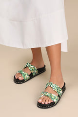 Caralyna Green Multi Rhinestone Slide Sandals