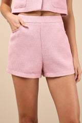 Perfect Company Pink Tweed High-Waisted Shorts