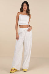 Anthoula White Eyelet Embroidered Crochet Lace Crop Top