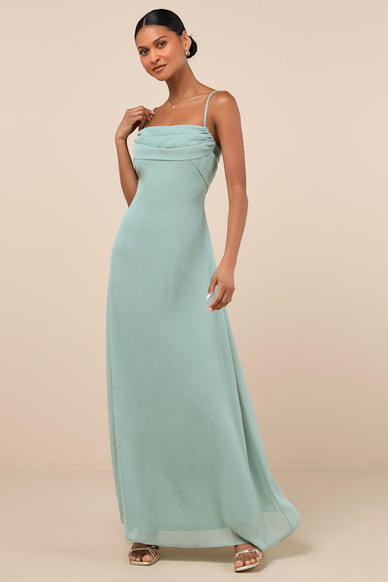 Jelena Sage Pleated Sleeveless Maxi Dress