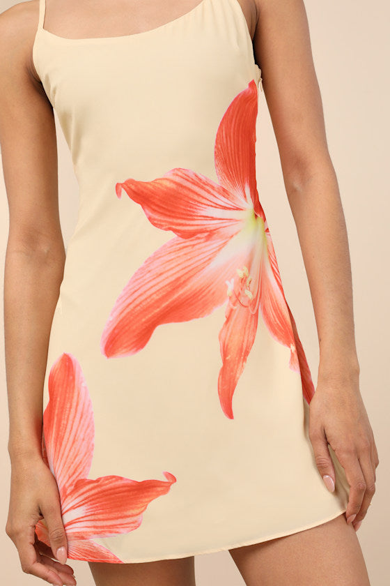 Dulcea Yellow Floral Sleeveless Mini Dress