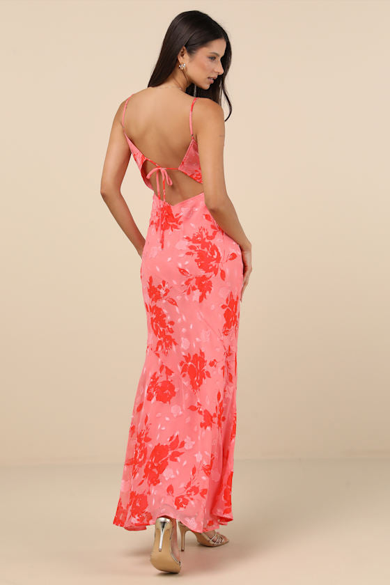 Ilaria Pink Floral Burnout Maxi Dress
