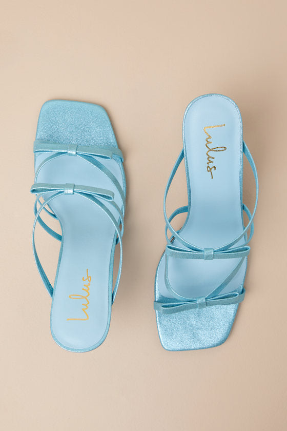 Pascaline Turquoise High Heel Slide Sandals