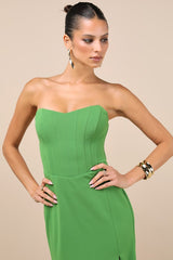 Passionate Admiration Green Strapless Bustier Maxi Dress