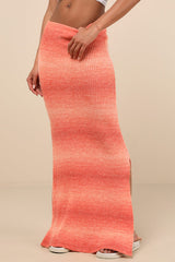 Impressively Popular Orange Ombre Knit Midi Skirt