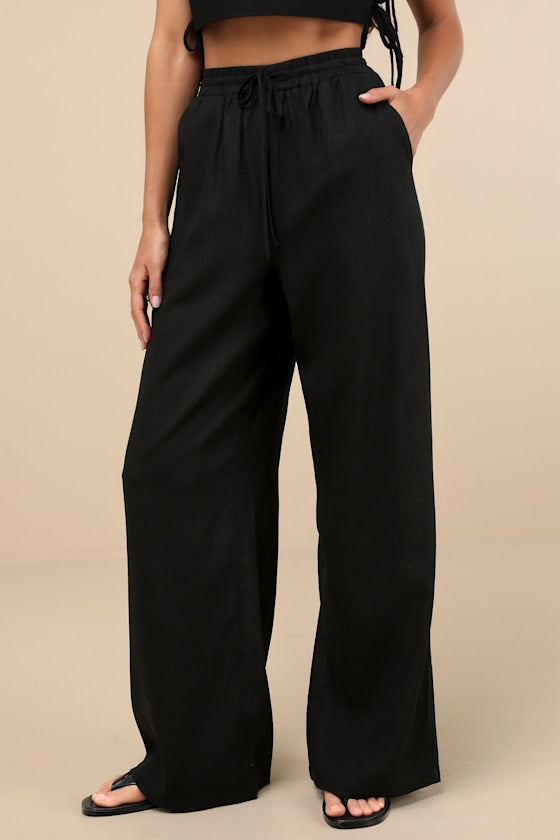 Irida Black Drawstring Pants
