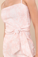 Gwenth Blush Floral Jacquard High-Low Midi Dress