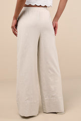 Brisa Beige Cuffed Wide-Leg Pants