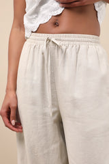 Brisa Beige Cuffed Wide-Leg Pants