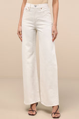 Ribcage White Wide-Leg High-Waisted Denim Jeans