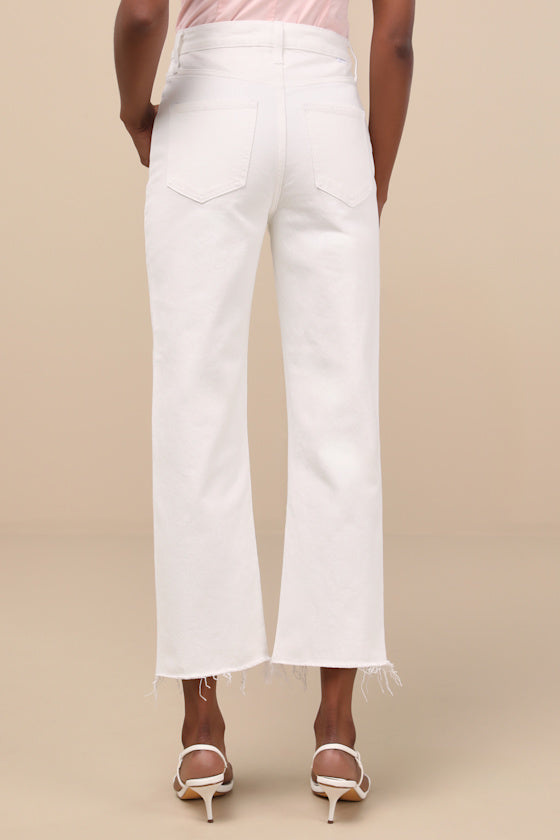 Sundaze White Raw Hem Cropped Denim Jeans