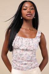 Brynlee Beige Multi Floral Lace Tank Top