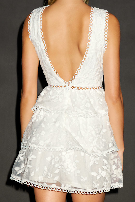 Look So Sweet White Embroidered Lace Mini Dress