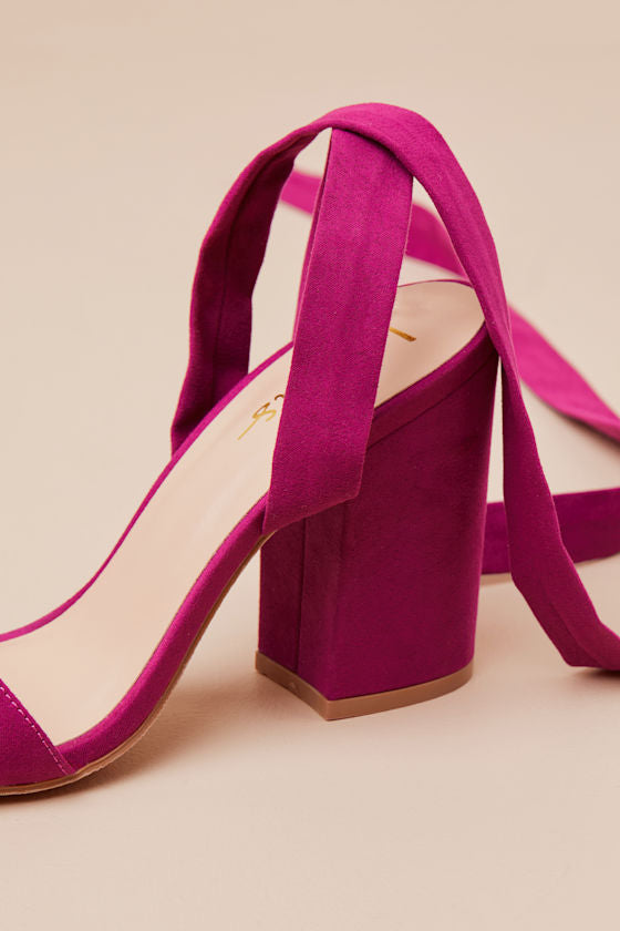Alta Sangria Suede Lace-Up Heels