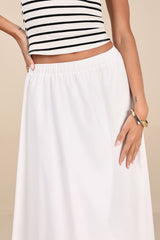 Varinia White Poplin A-Line Maxi Skirt