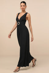 Emlyn Black O-Ring Wide-Leg Jumpsuit