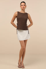 Bizzy Brown Textured Side-Tie Tank Top