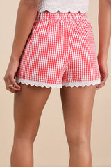 Marija Red Gingham Scalloped Shorts