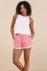 Marija Red Gingham Scalloped Shorts