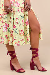 Alta Sangria Suede Lace-Up Heels